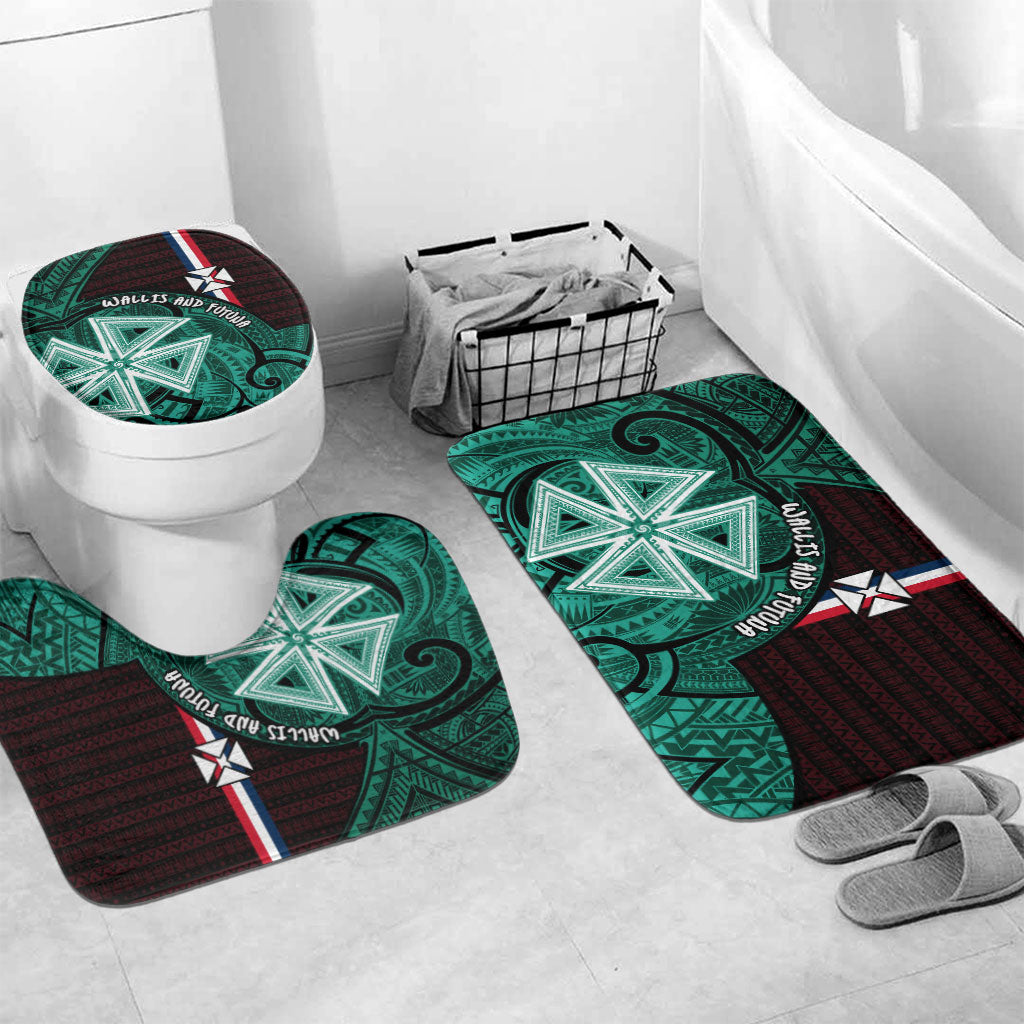 Wallis And Futuna Bathroom Set Tribal Polynesian Tattoo Heritage Cross Flag