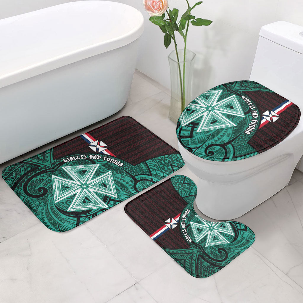 Wallis And Futuna Bathroom Set Tribal Polynesian Tattoo Heritage Cross Flag