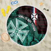Wallis And Futuna Beach Blanket Tribal Polynesian Tattoo Heritage Cross Flag