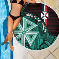 Wallis And Futuna Beach Blanket Tribal Polynesian Tattoo Heritage Cross Flag