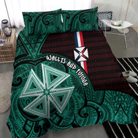 Wallis And Futuna Bedding Set Tribal Polynesian Tattoo Heritage Cross Flag