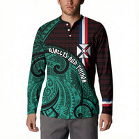 Wallis And Futuna Button Sweatshirt Tribal Polynesian Tattoo Heritage Cross Flag