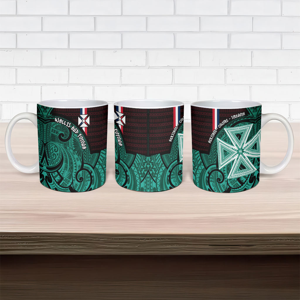 Wallis And Futuna Ceramic Mug Tribal Polynesian Tattoo Heritage Cross Flag