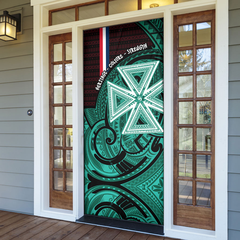 Wallis And Futuna Door Cover Tribal Polynesian Tattoo Heritage Cross Flag