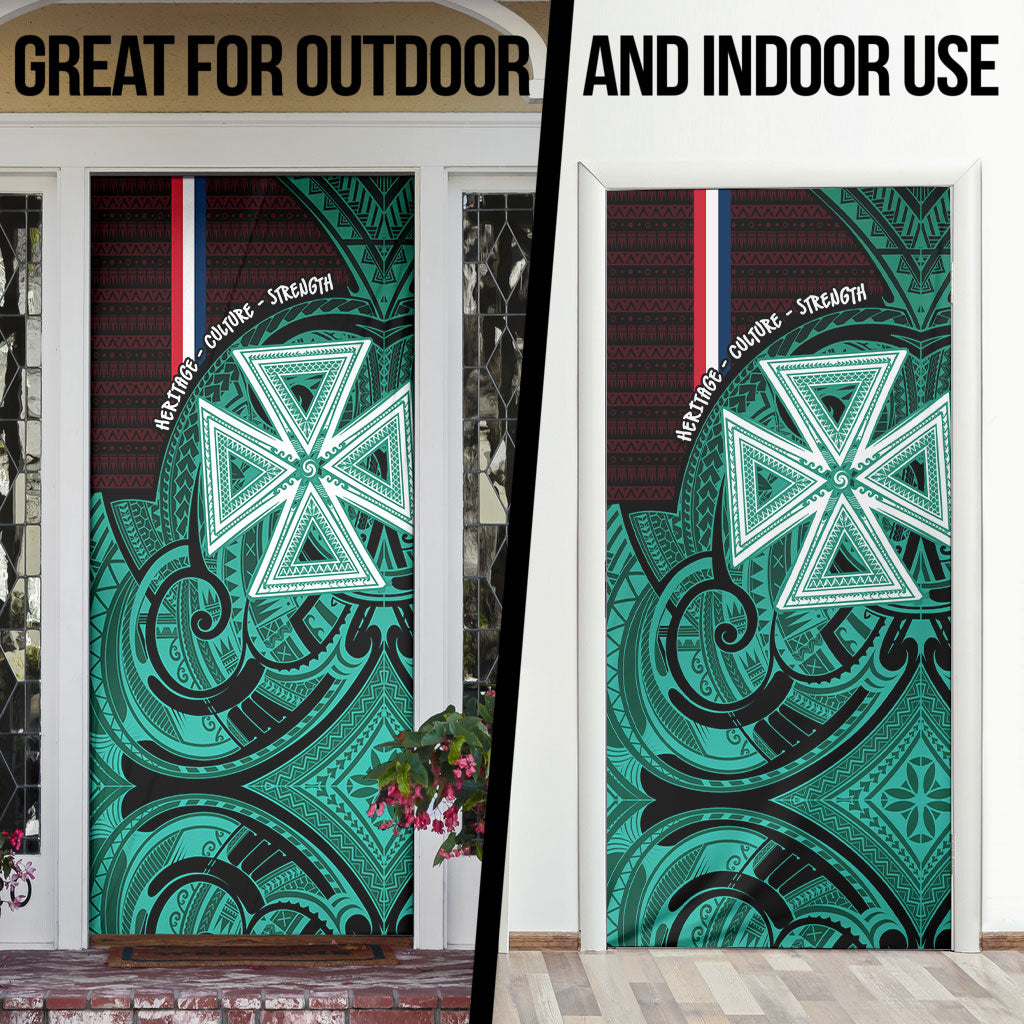 Wallis And Futuna Door Cover Tribal Polynesian Tattoo Heritage Cross Flag