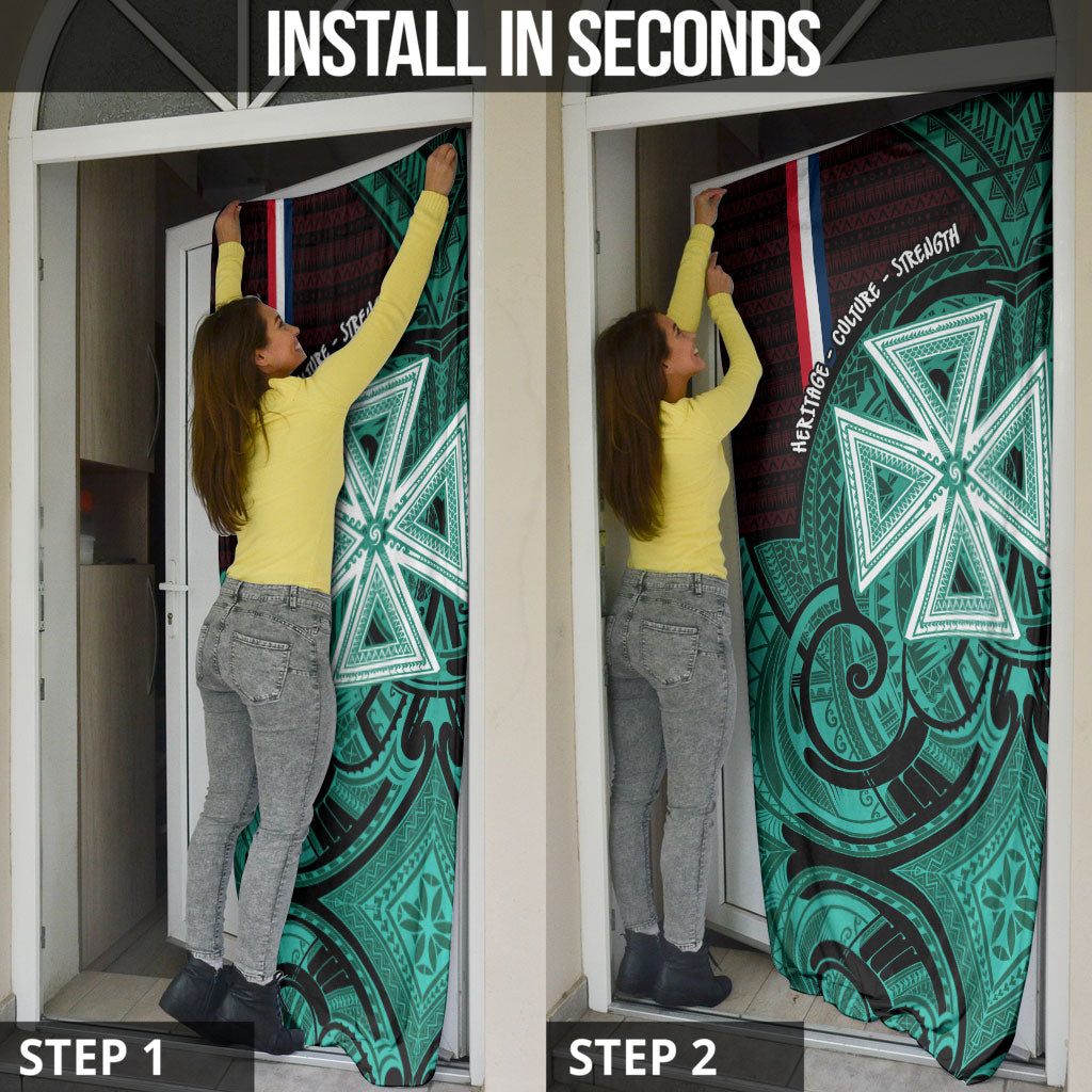Wallis And Futuna Door Cover Tribal Polynesian Tattoo Heritage Cross Flag