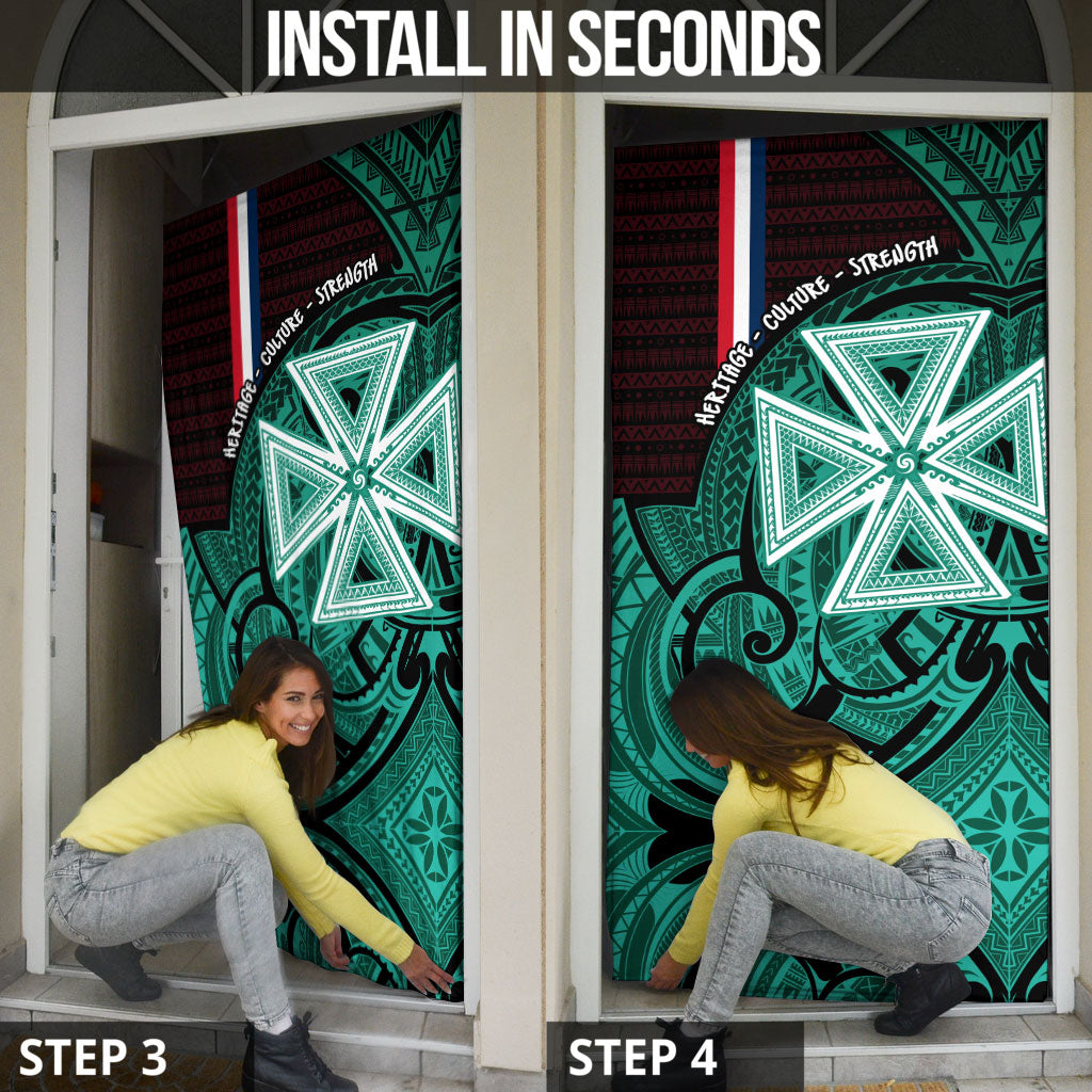 Wallis And Futuna Door Cover Tribal Polynesian Tattoo Heritage Cross Flag