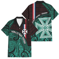 Wallis And Futuna Family Matching Off The Shoulder Long Sleeve Dress and Hawaiian Shirt Tribal Polynesian Tattoo Heritage Cross Flag