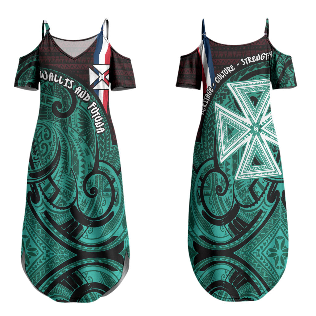 Wallis And Futuna Family Matching Summer Maxi Dress and Hawaiian Shirt Tribal Polynesian Tattoo Heritage Cross Flag