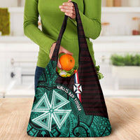 Wallis And Futuna Grocery Bag Tribal Polynesian Tattoo Heritage Cross Flag