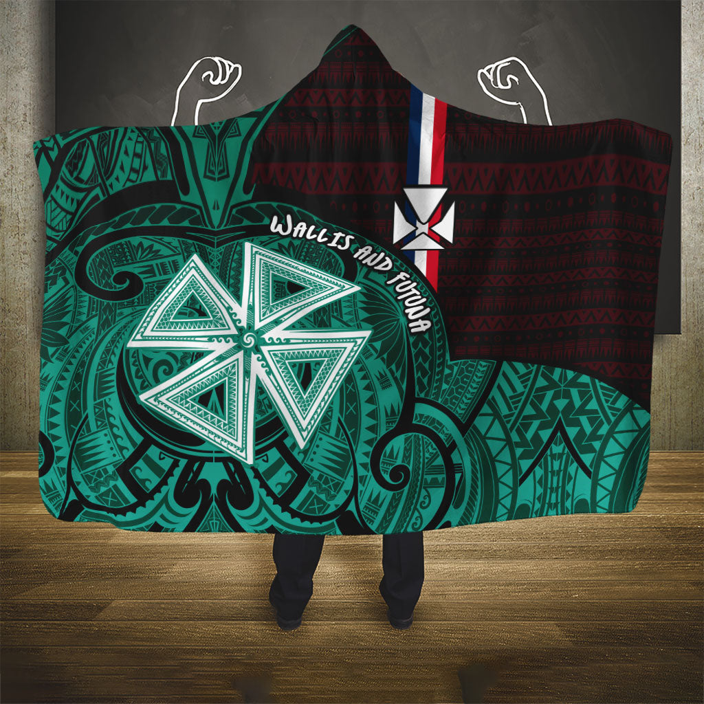Wallis And Futuna Hooded Blanket Tribal Polynesian Tattoo Heritage Cross Flag