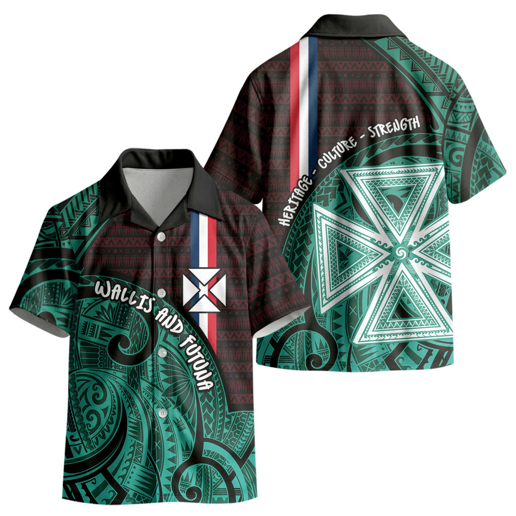 Wallis And Futuna Kid Hawaiian Shirt Tribal Polynesian Tattoo Heritage Cross Flag