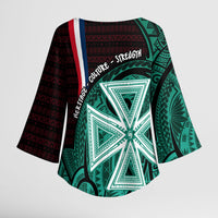 Wallis And Futuna Kimono Sleeve Blouse Tribal Polynesian Tattoo Heritage Cross Flag