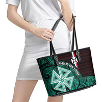 Wallis And Futuna Leather Tote Bag Tribal Polynesian Tattoo Heritage Cross Flag