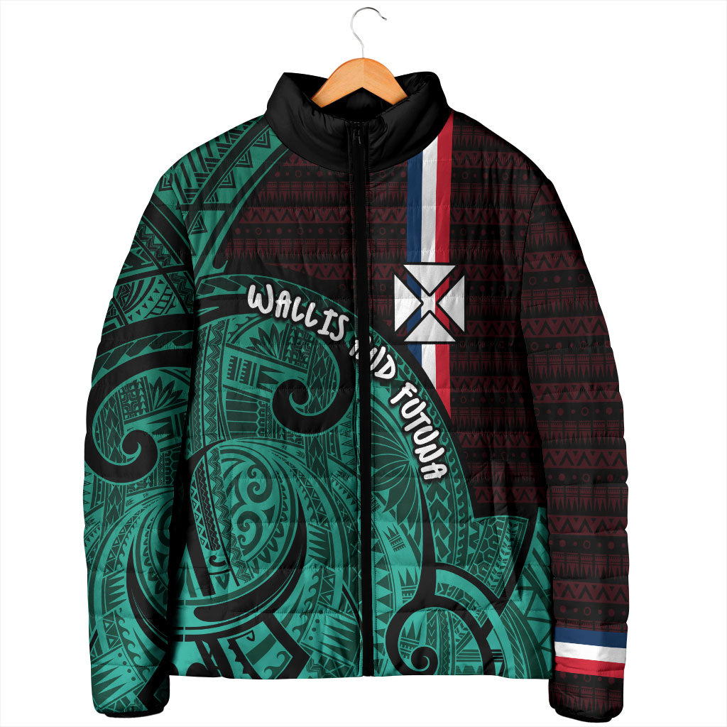 Wallis And Futuna Padded Jacket Tribal Polynesian Tattoo Heritage Cross Flag