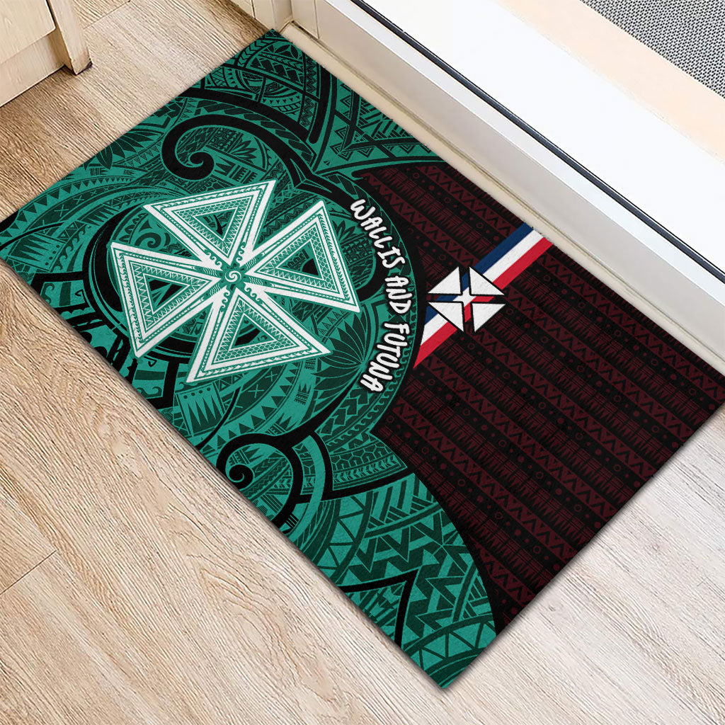 Wallis And Futuna Rubber Doormat Tribal Polynesian Tattoo Heritage Cross Flag