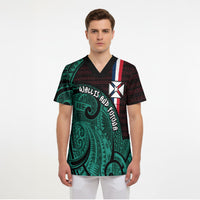 Wallis And Futuna Scrub Top Tribal Polynesian Tattoo Heritage Cross Flag