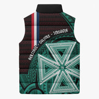 Wallis And Futuna Sleeveless Puffer Jacket Tribal Polynesian Tattoo Heritage Cross Flag