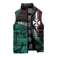 Wallis And Futuna Sleeveless Puffer Jacket Tribal Polynesian Tattoo Heritage Cross Flag