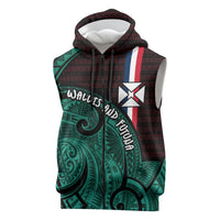 Wallis And Futuna Sleeveless Zip Hoodie Tribal Polynesian Tattoo Heritage Cross Flag