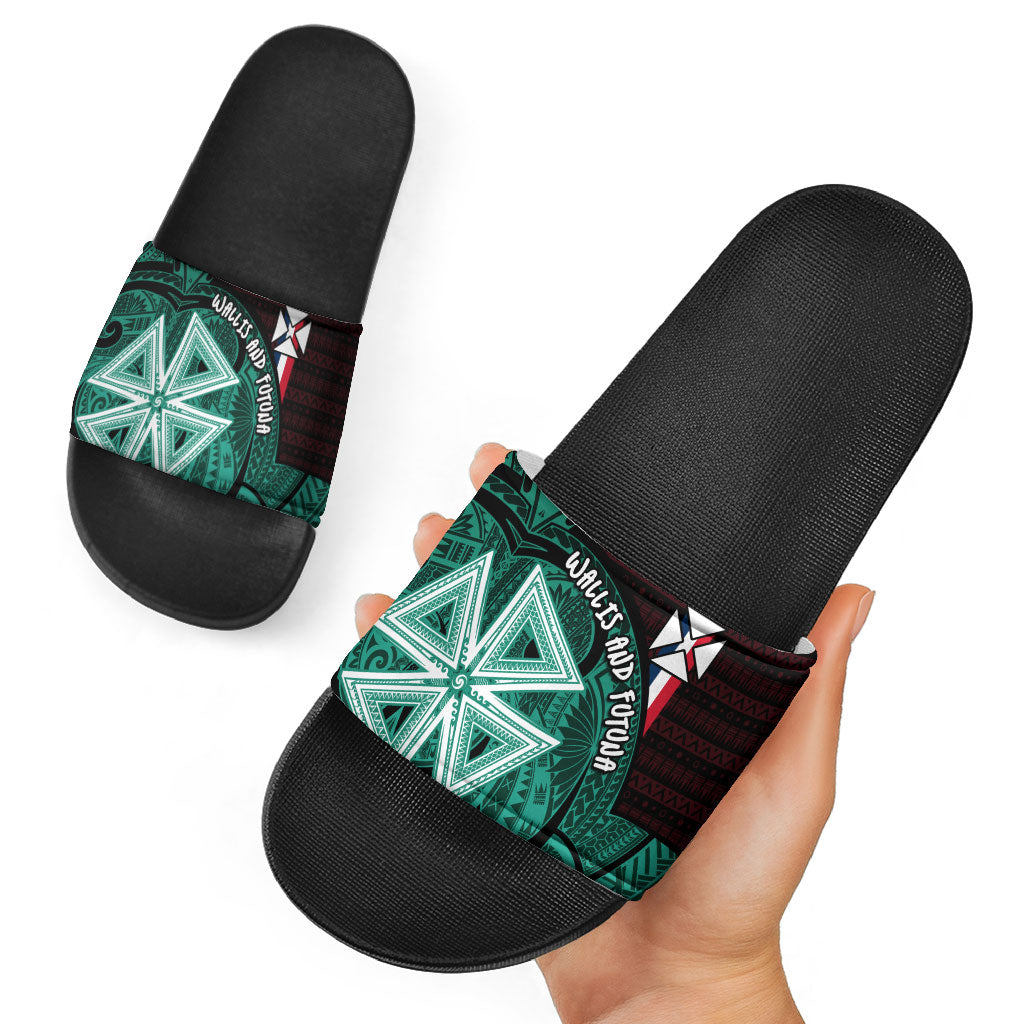 Wallis And Futuna Slide Sandals Tribal Polynesian Tattoo Heritage Cross Flag