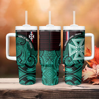 Wallis And Futuna Tumbler With Handle Tribal Polynesian Tattoo Heritage Cross Flag
