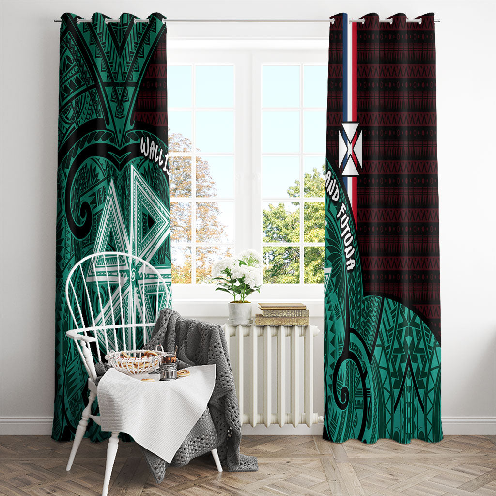 Wallis And Futuna Window Curtain Tribal Polynesian Tattoo Heritage Cross Flag