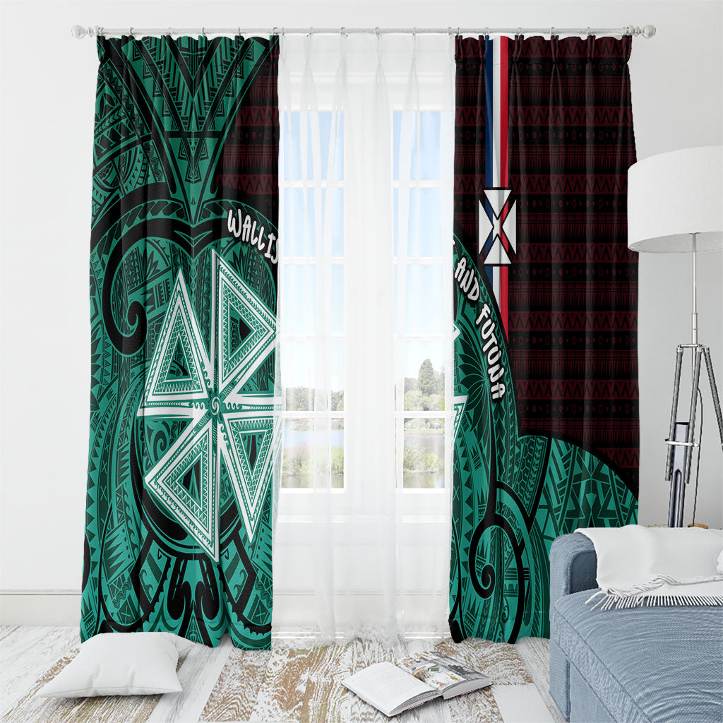 Wallis And Futuna Window Curtain Tribal Polynesian Tattoo Heritage Cross Flag