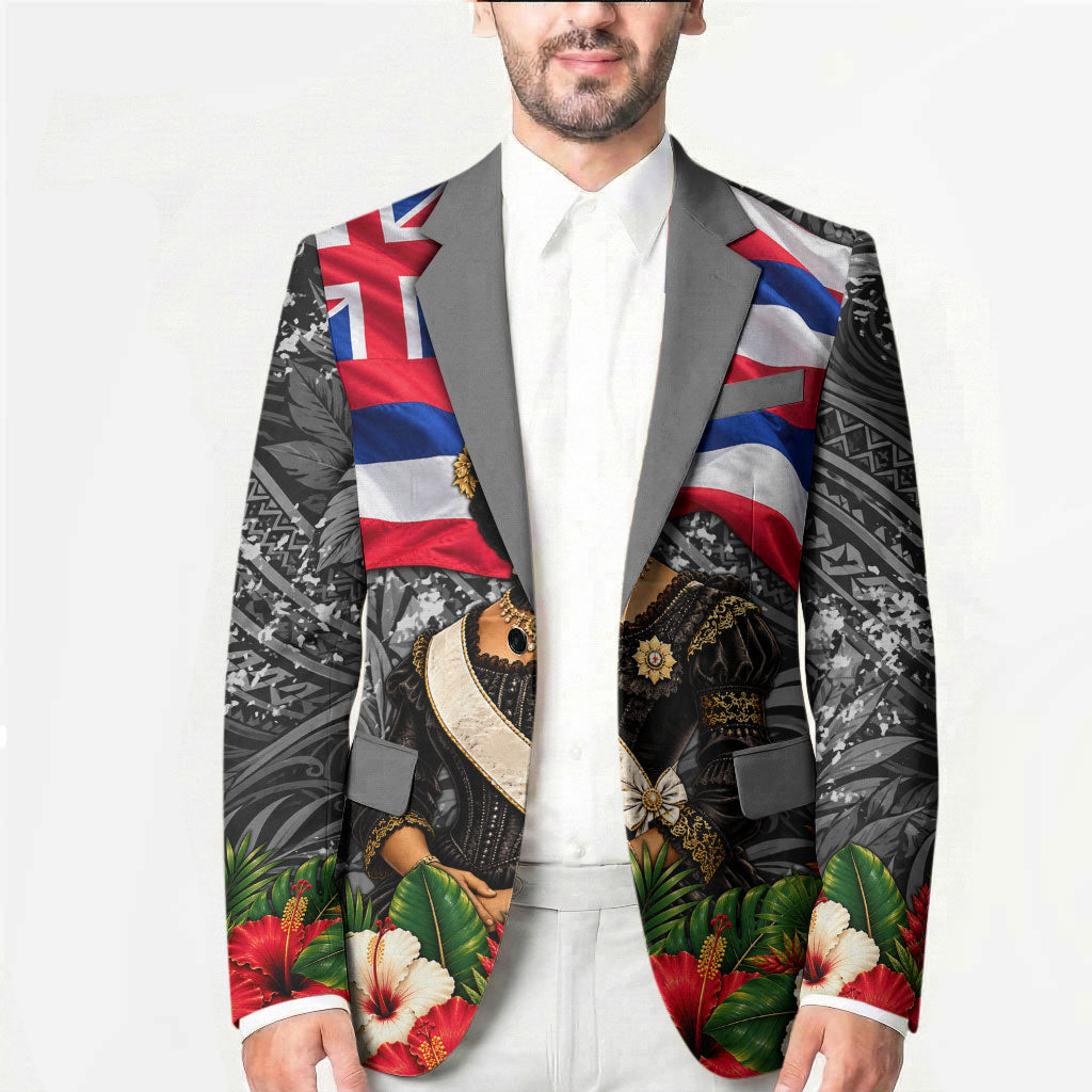 Queen Liliuokalani Hawaiian Flag Blazer Polynesian Tribal Pattern And Tropical Hibiscus TS04 - Polynesian Pride