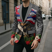 Queen Liliuokalani Hawaiian Flag Blazer Polynesian Tribal Pattern And Tropical Hibiscus TS04 - Polynesian Pride