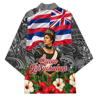 Queen Liliuokalani Hawaiian Flag Kimono Polynesian Tribal Pattern And Tropical Hibiscus TS04 - Polynesian Pride