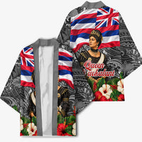 Queen Liliuokalani Hawaiian Flag Kimono Polynesian Tribal Pattern And Tropical Hibiscus TS04 - Polynesian Pride