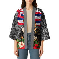 Queen Liliuokalani Hawaiian Flag Kimono Polynesian Tribal Pattern And Tropical Hibiscus TS04 - Polynesian Pride