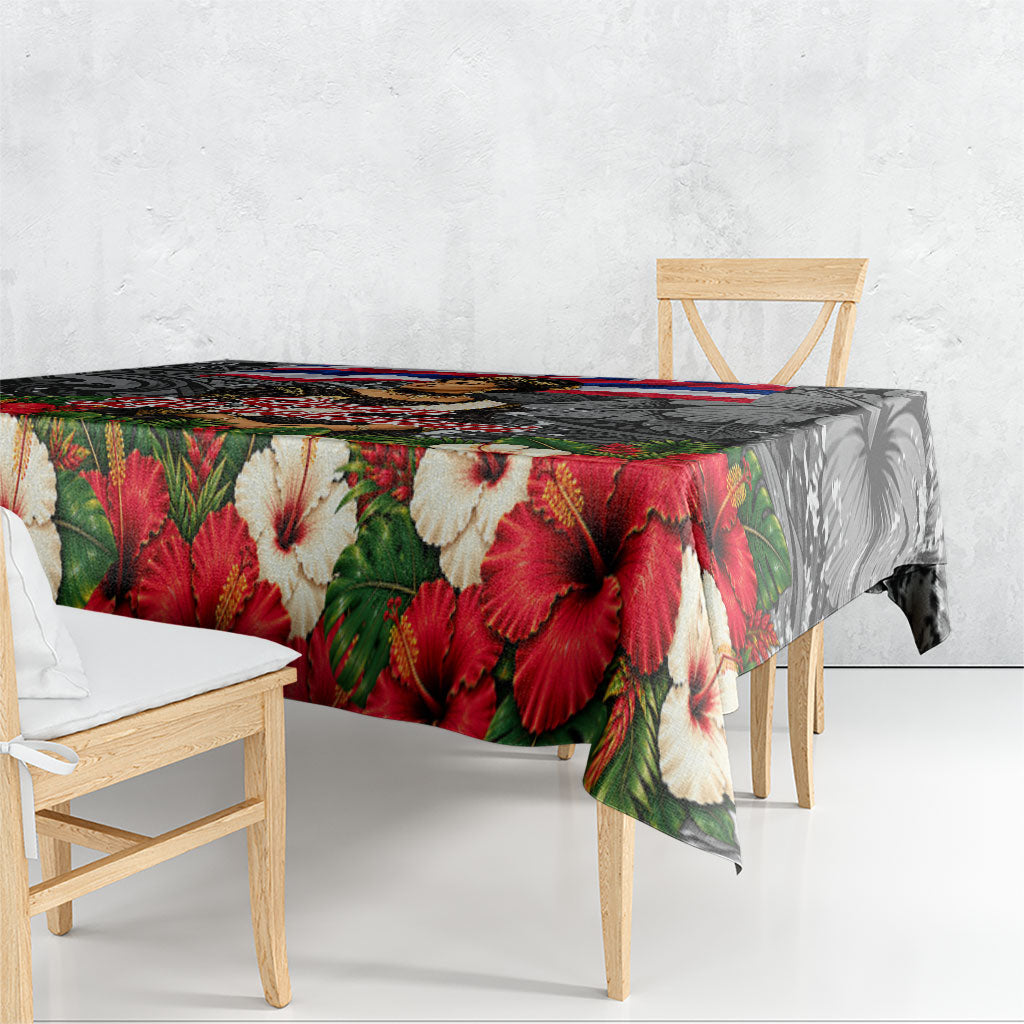 Queen Liliuokalani Hawaiian Flag Tablecloth Polynesian Tribal Pattern And Tropical Hibiscus TS04 - Polynesian Pride