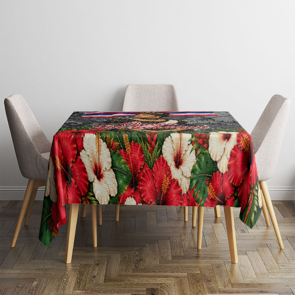Queen Liliuokalani Hawaiian Flag Tablecloth Polynesian Tribal Pattern And Tropical Hibiscus TS04 - Polynesian Pride
