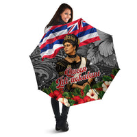 Queen Liliuokalani Hawaiian Flag Umbrella Polynesian Tribal Pattern And Tropical Hibiscus TS04 - Polynesian Pride