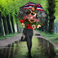 Queen Liliuokalani Hawaiian Flag Umbrella Polynesian Tribal Pattern And Tropical Hibiscus TS04 - Polynesian Pride
