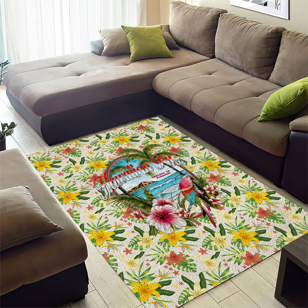 Hawaiian Piko Threads Of Paradise Aloha Area Rug Tropical Hibiscus Plumeria
