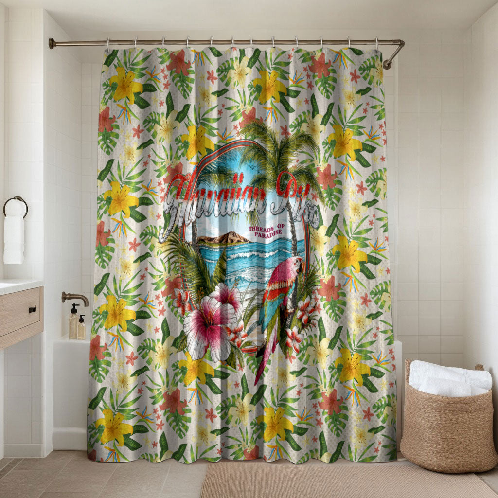Hawaiian Piko Threads Of Paradise Aloha Bathroom Set Tropical Hibiscus Plumeria