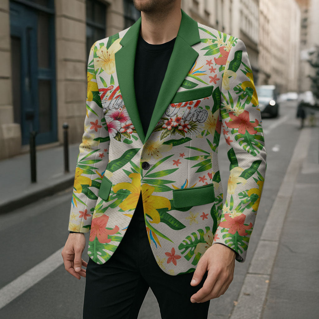 Hawaiian Piko Threads Of Paradise Aloha Blazer Tropical Hibiscus Plumeria