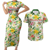 Hawaiian Piko Threads Of Paradise Aloha Couples Matching Short Sleeve Bodycon Dress and Hawaiian Shirt Tropical Hibiscus Plumeria