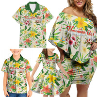 Hawaiian Piko Threads Of Paradise Aloha Family Matching Off Shoulder Short Dress and Hawaiian Shirt Tropical Hibiscus Plumeria
