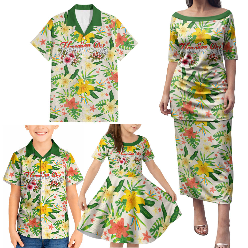 Hawaiian Piko Threads Of Paradise Aloha Family Matching Puletasi and Hawaiian Shirt Tropical Hibiscus Plumeria