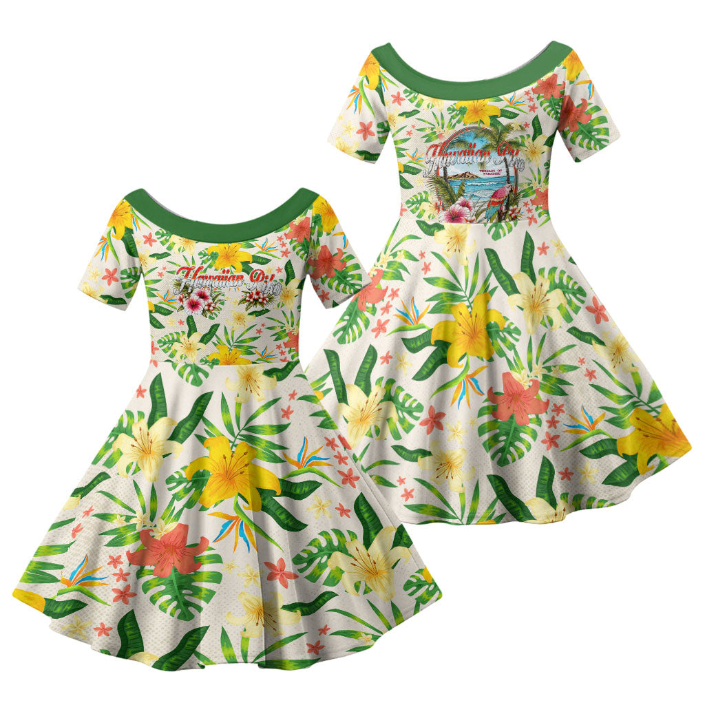 Hawaiian Piko Threads Of Paradise Aloha Family Matching Short Sleeve Bodycon Dress and Hawaiian Shirt Tropical Hibiscus Plumeria