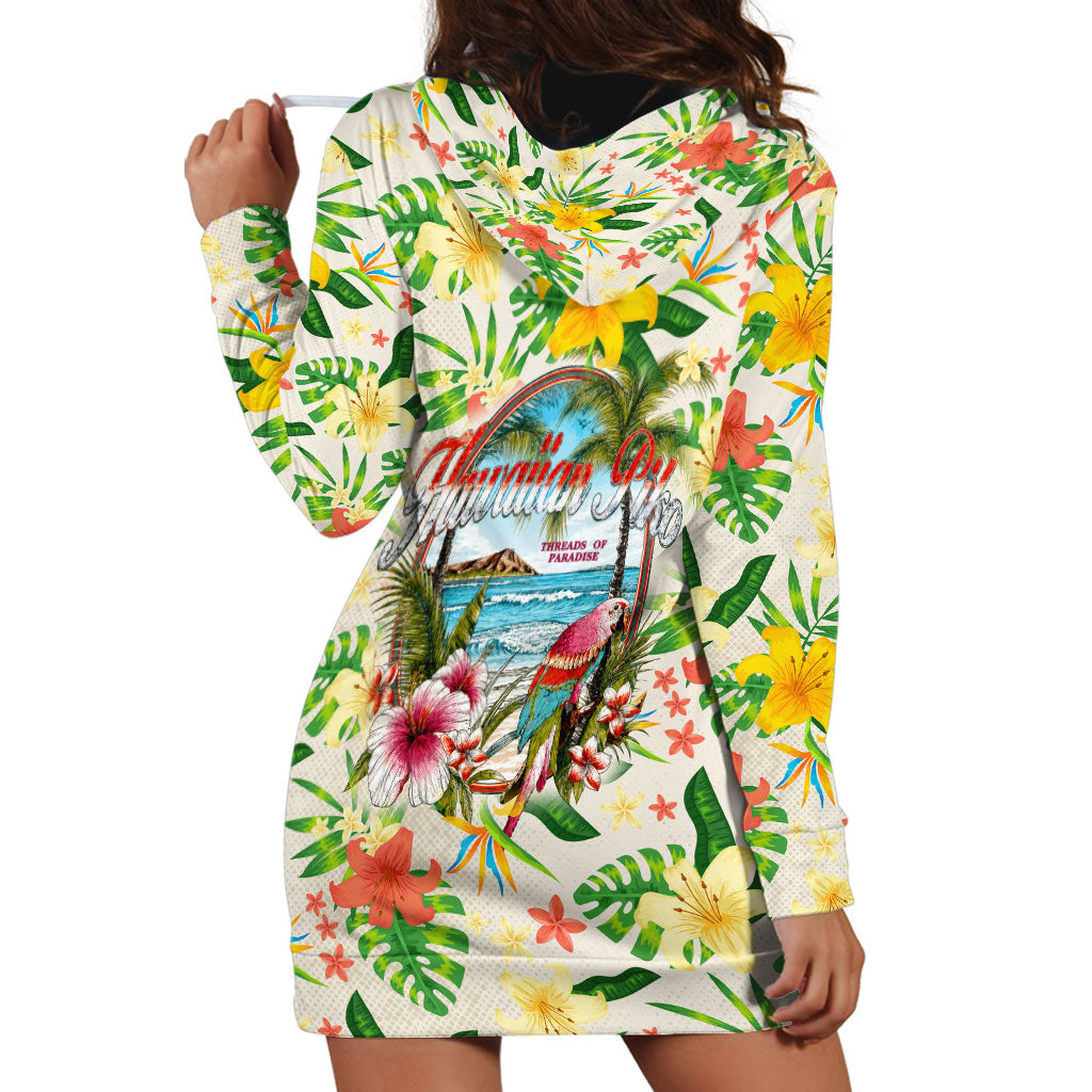 Hawaiian Piko Threads Of Paradise Aloha Hoodie Dress Tropical Hibiscus Plumeria