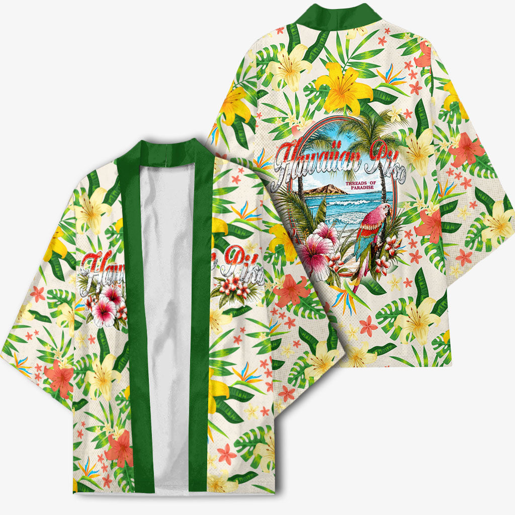 Hawaiian Piko Threads Of Paradise Aloha Kimono Tropical Hibiscus Plumeria