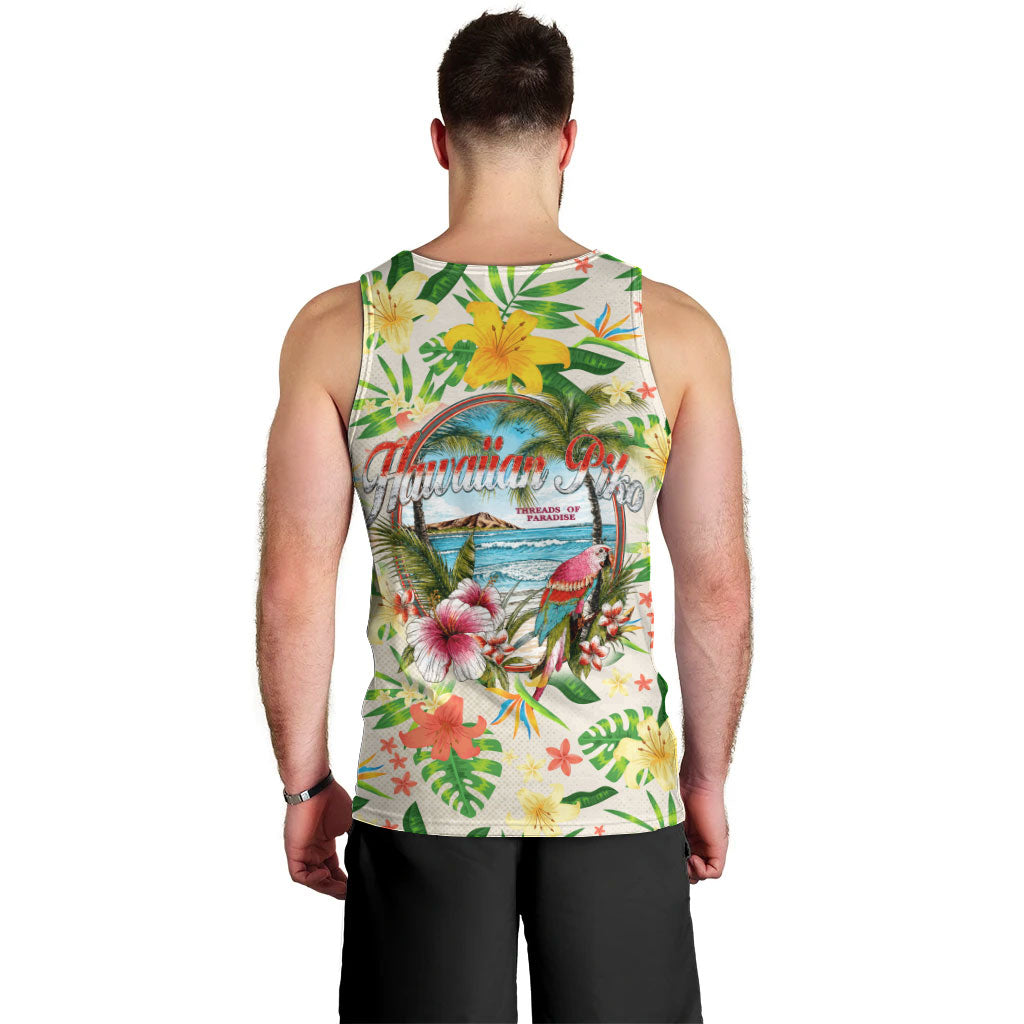 Hawaiian Piko Threads Of Paradise Aloha Men Tank Top Tropical Hibiscus Plumeria