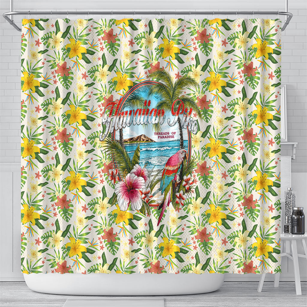 Hawaiian Piko Threads Of Paradise Aloha Shower Curtain Tropical Hibiscus Plumeria