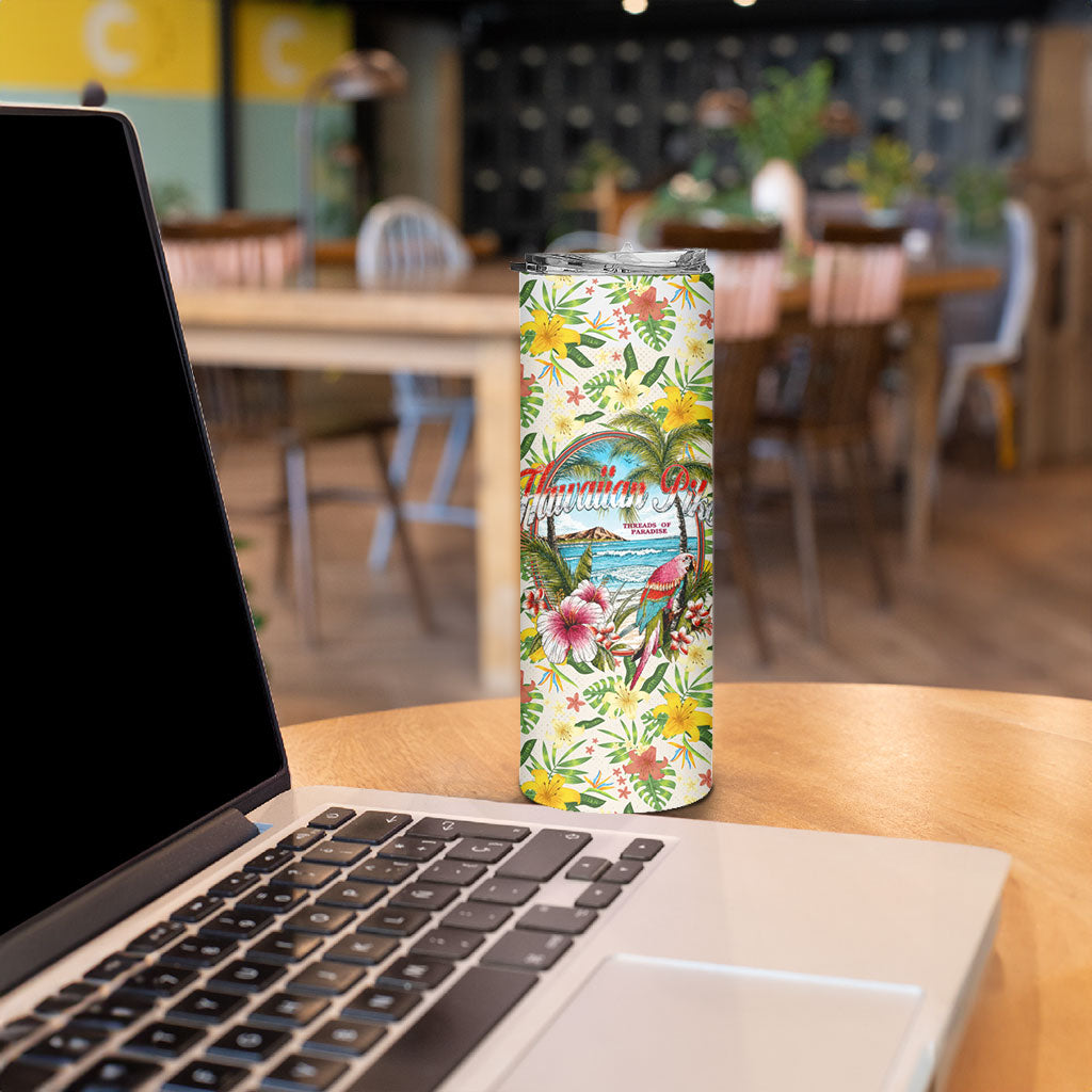 Hawaiian Piko Threads Of Paradise Aloha Skinny Tumbler Tropical Hibiscus Plumeria