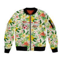 Hawaiian Piko Threads Of Paradise Aloha Sleeve Zip Bomber Jacket Tropical Hibiscus Plumeria